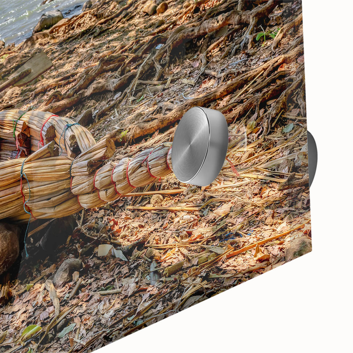 Large abstract wall art featuring a mid-century modernist Ethiopian landscape in earthy tones on acrylic glass.