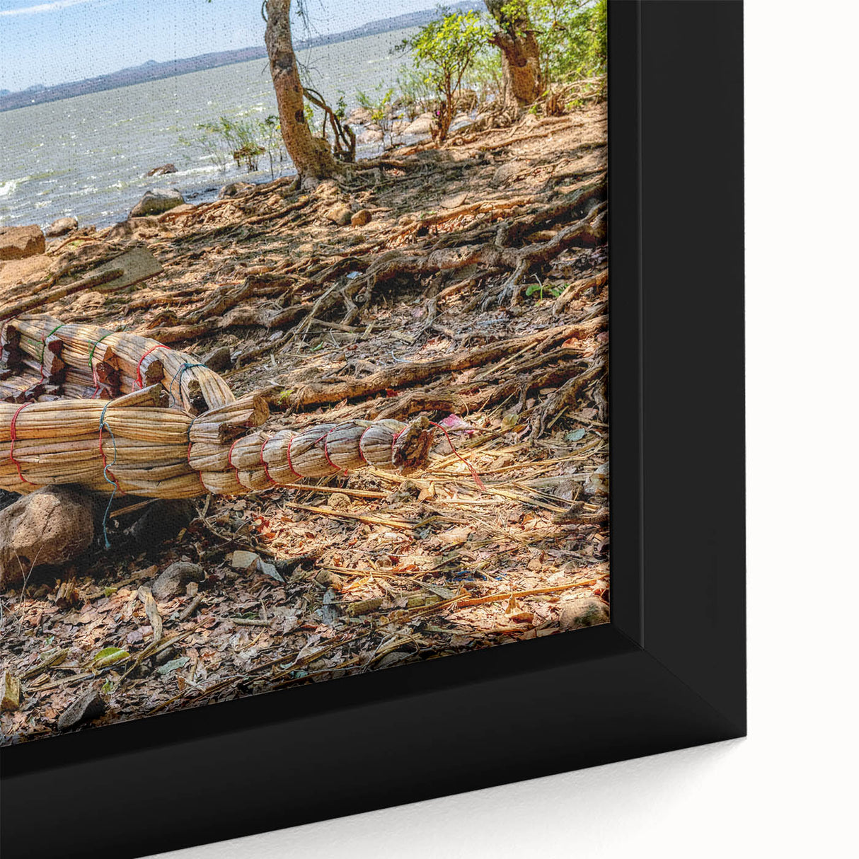 Extra large framed canvas featuring a textured depiction of the Ethiopian landscape in vibrant, colorful art tones.