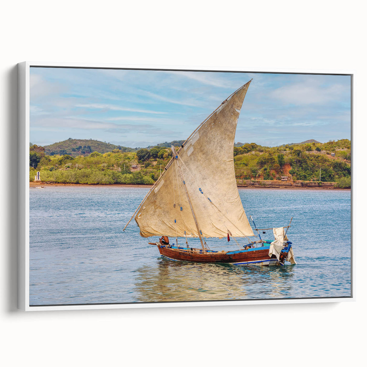 Framed canvas featuring a vintage-style landscape of Madagascar in muted earth tones, ideal for bedroom wall decor.