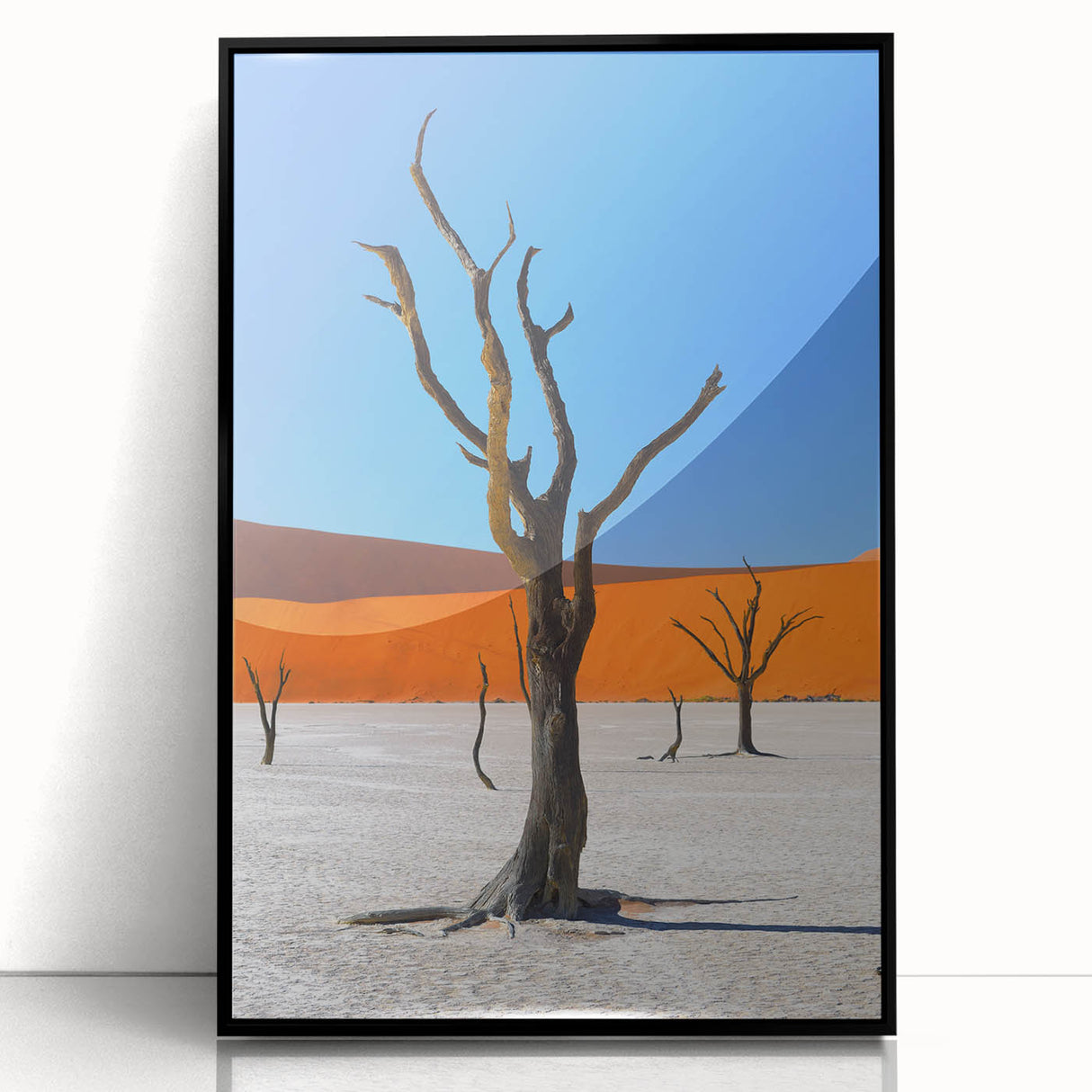 Large abstract wall art depicting the Namibian landscape in muted earth tones on framed acrylic.