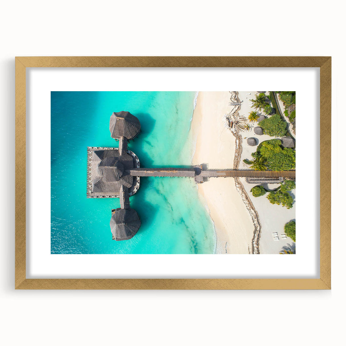 Extra large abstract art print of a textured African landscape in muted earth tones, framed in gold.