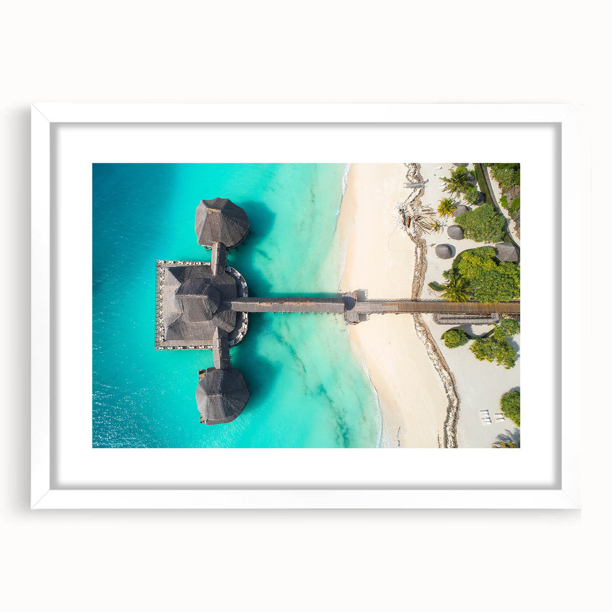 Abstract art print of a Tanzanian landscape in muted earth tones on a white framed canvas, suitable for dining room decor.