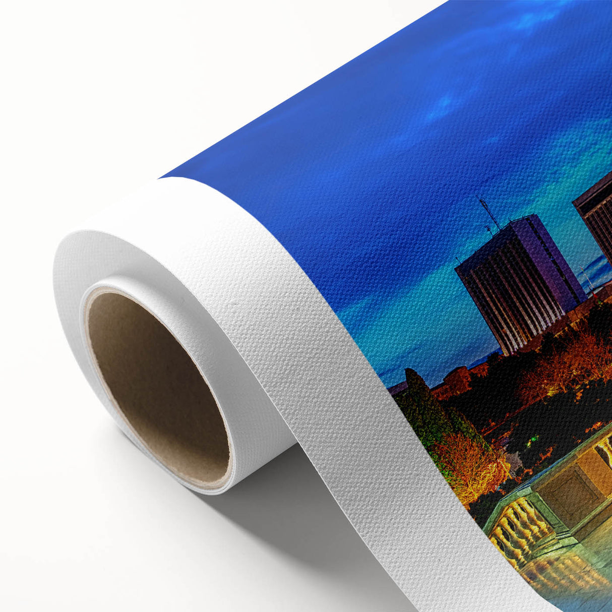 Art Deco poster of an Asian scenery in muted green and brown hues, ideal for nursery wall art or dining room decor.