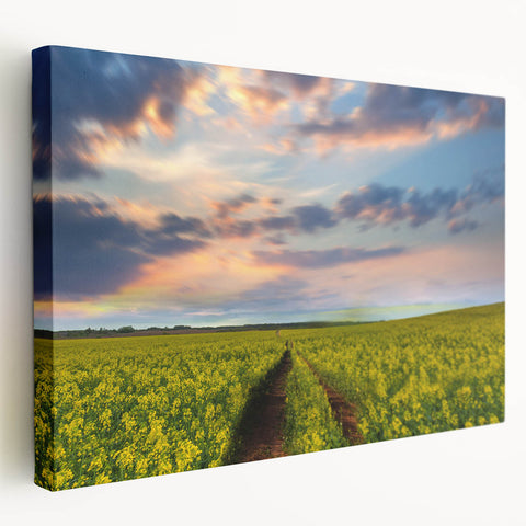 Large canvas print depicting a rural Bangladesh landscape in muted earth tones, ideal for kitchen wall art.