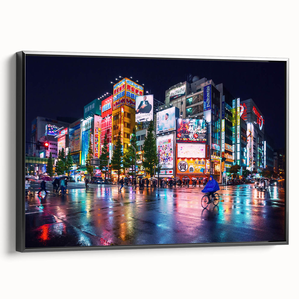 Black and white framed canvas of Tokyo landscape, ideal for bedroom wall art with a vintage poster style.