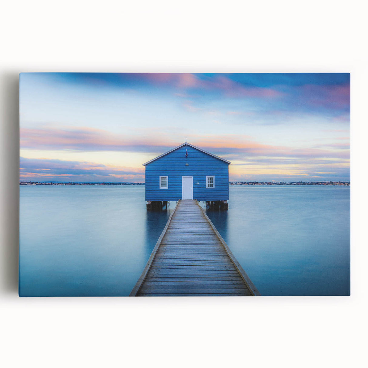 Large black and white stretched canvas of Perth, Australia skyline, ideal for kitchen wall art.