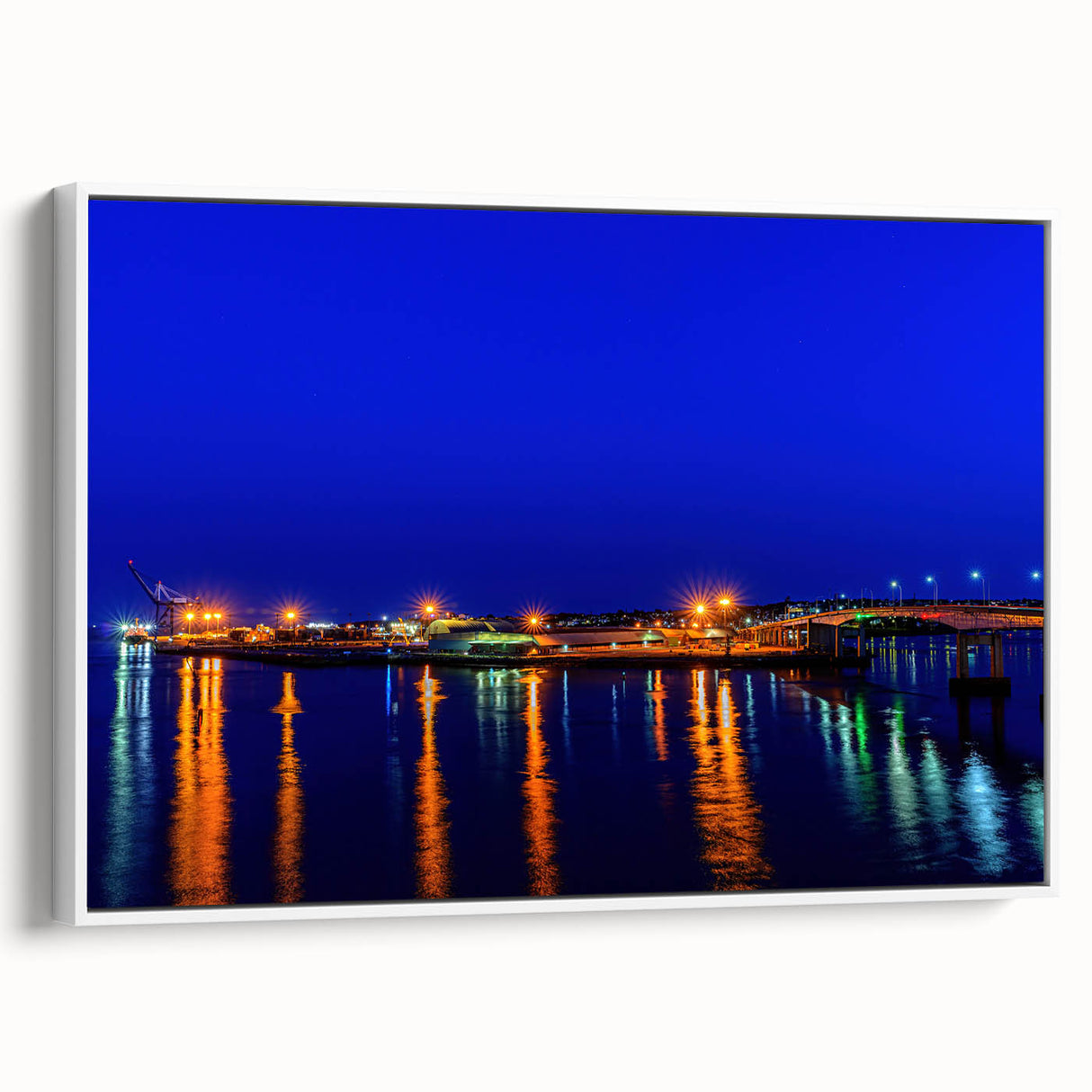 Vintage poster art of New Brunswick scenery on framed canvas, featuring colorful art in muted earth tones.