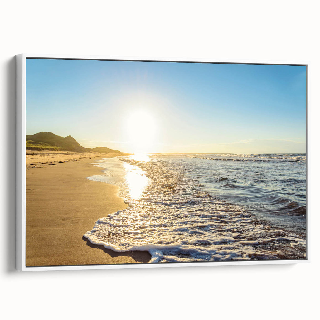 Vintage poster art of Prince Edward Island scenery on framed canvas, featuring colorful art in extra large format.
