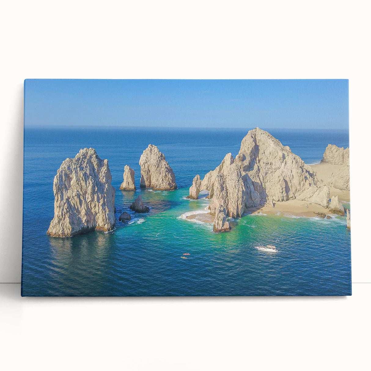 Black and white stretched canvas of Cabo San Lucas scenery, ideal for kitchen wall art.