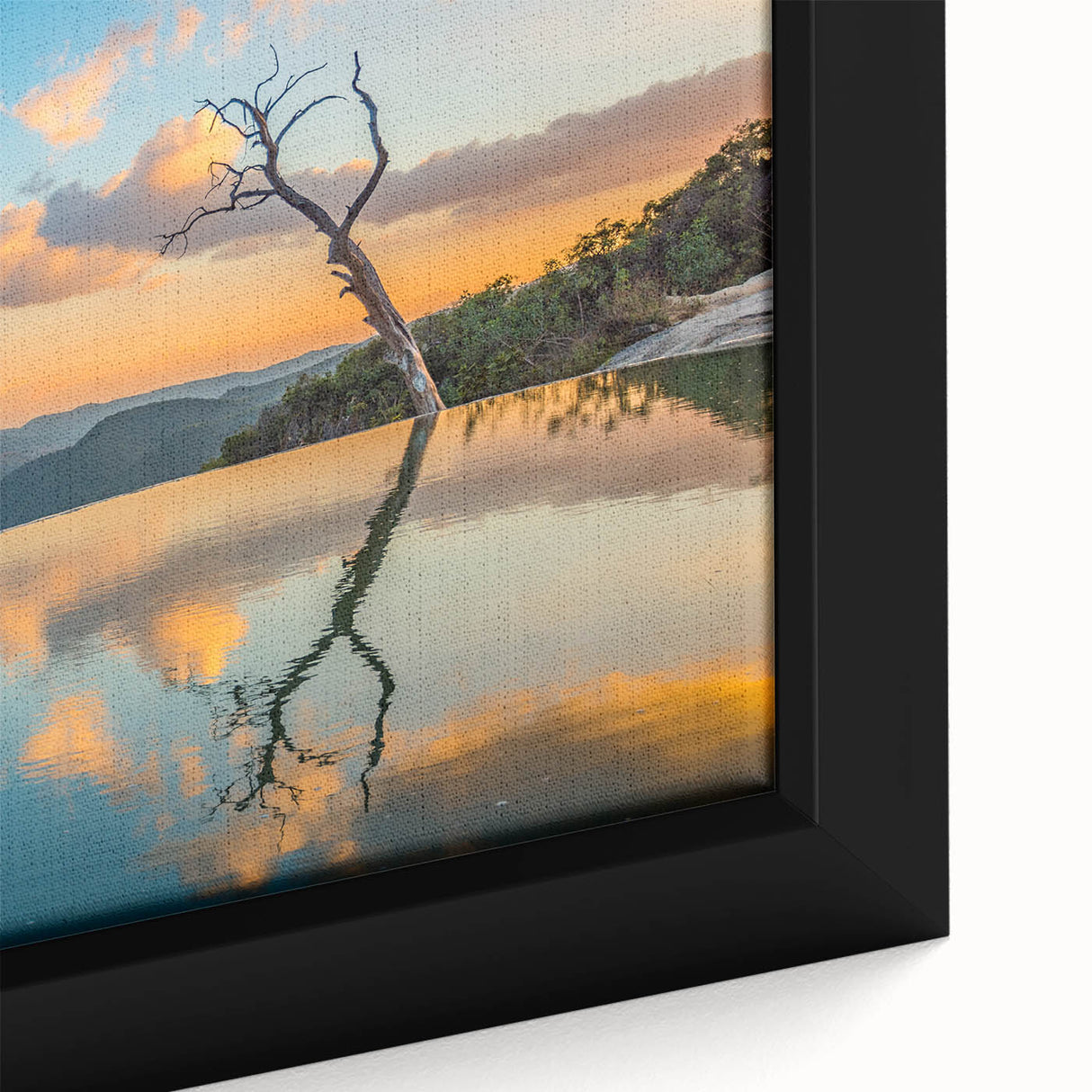 Extra large framed canvas featuring a textured, black wall art scene of Oaxaca, Mexico, with vibrant, colorful details.