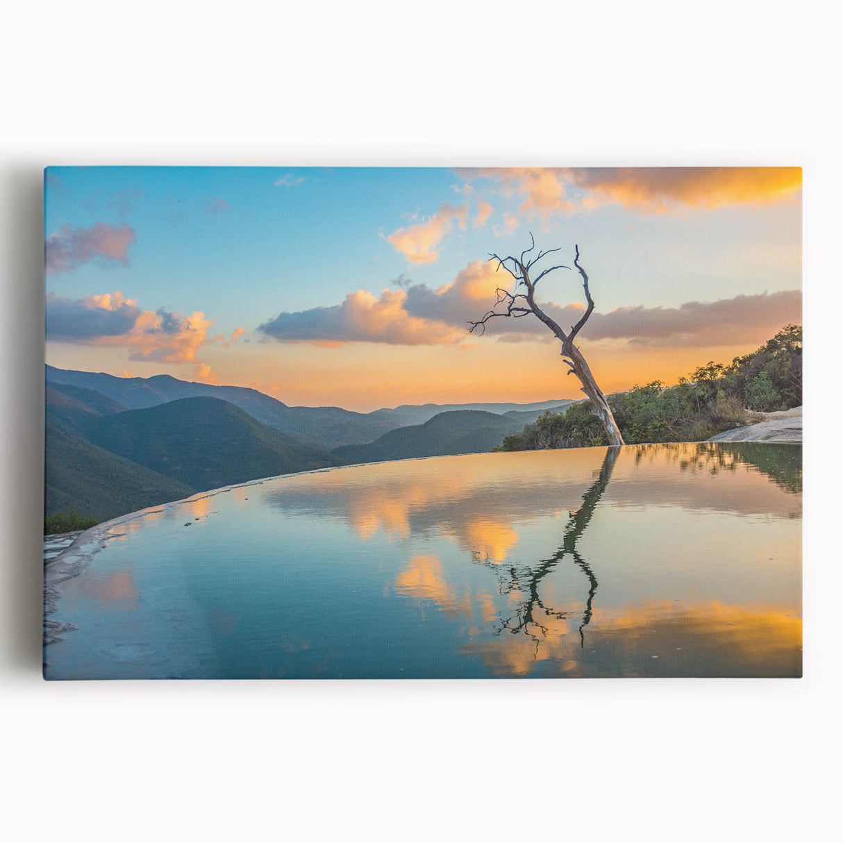 Black and white photograph of Oaxaca scenery on large stretched canvas, suitable for kitchen wall art.