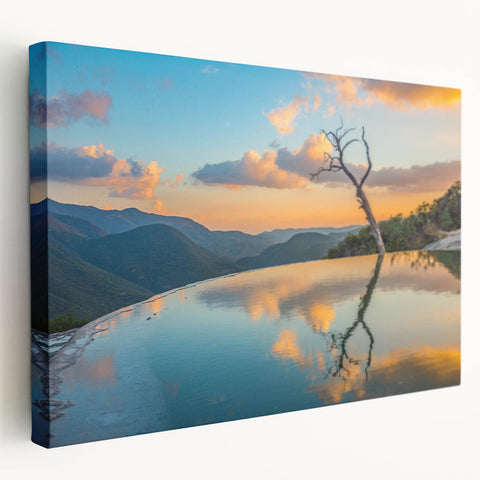 Large stretched canvas depicting a vibrant Oaxaca, Mexico scenery, ideal for kitchen wall art.