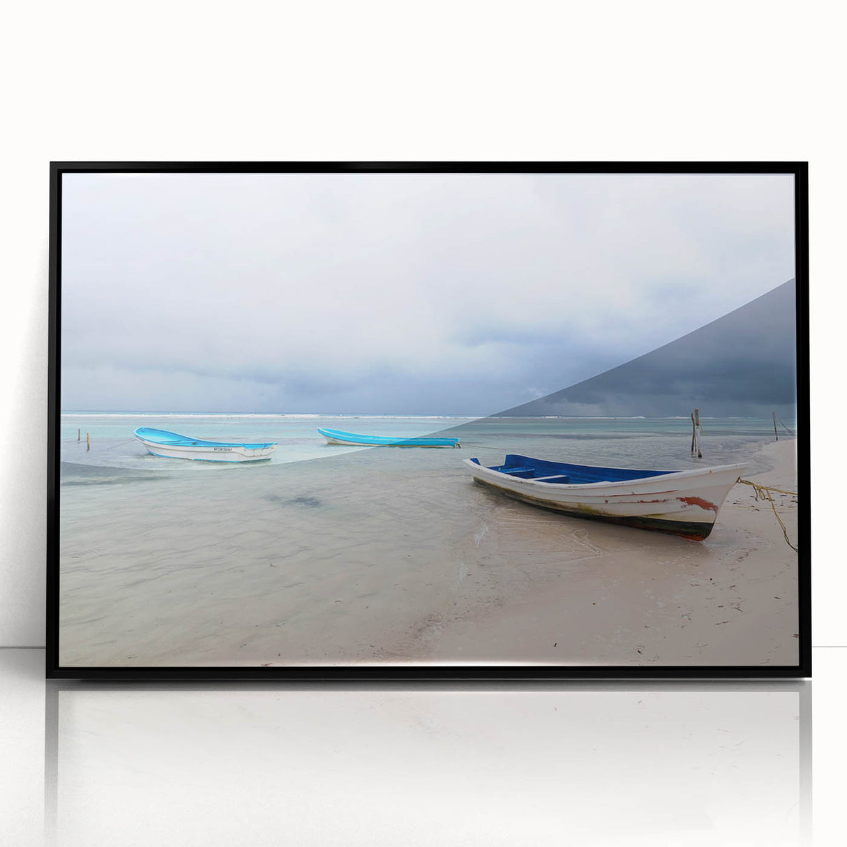 Large abstract wall art depicting a Yucatan scenery in muted earth tones on a framed acrylic.