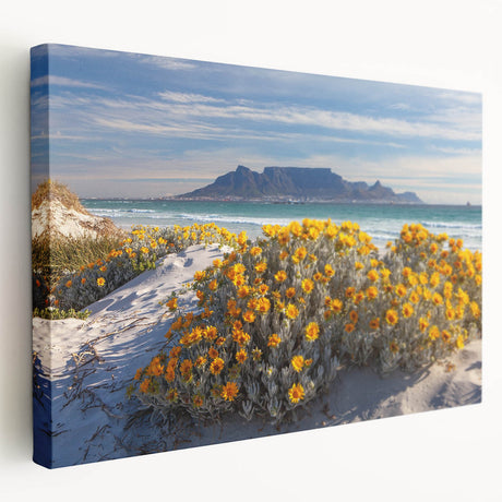 Large stretched canvas depicting a vibrant African landscape, ideal for kitchen wall art.