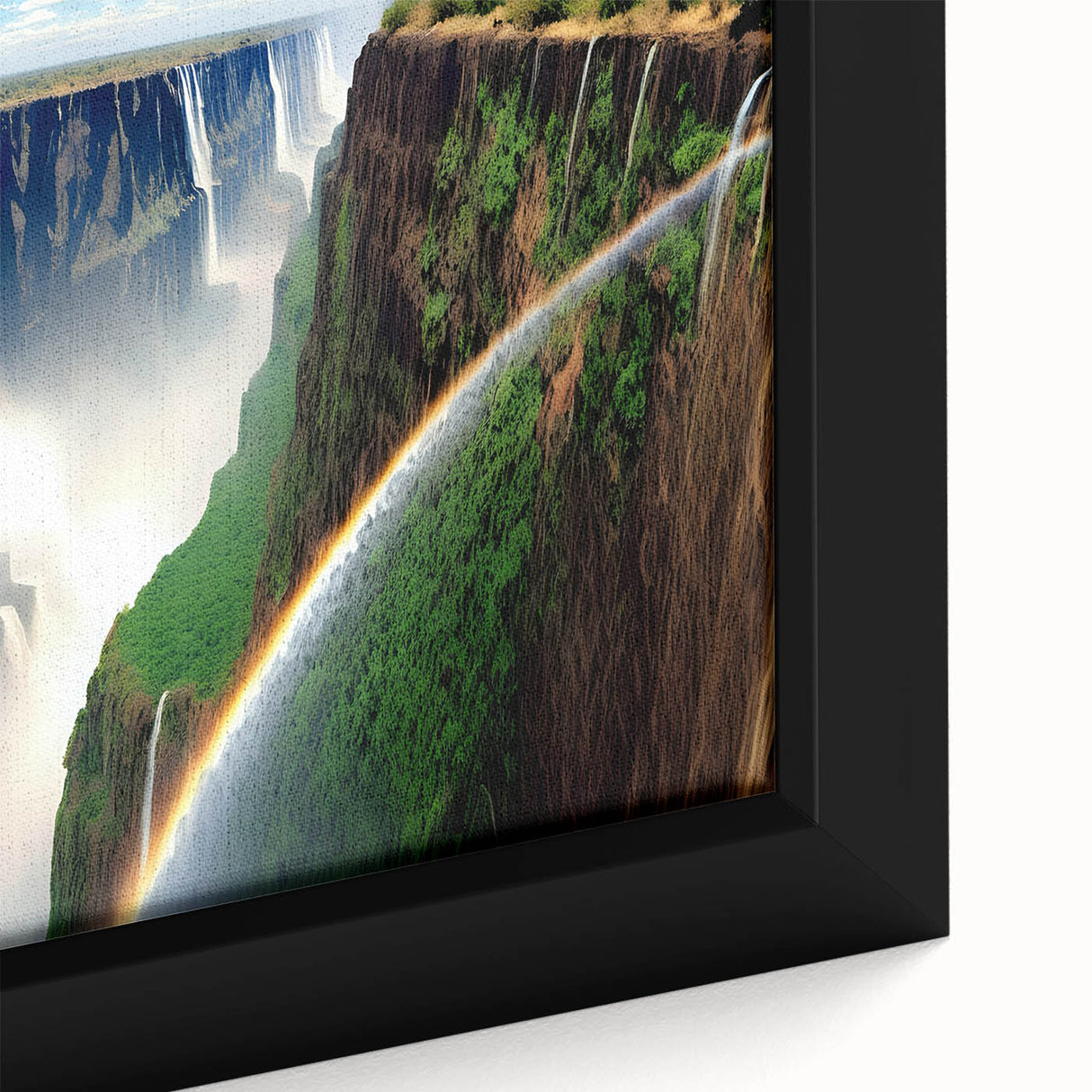 Extra large framed canvas featuring a textured depiction of a vibrant African scenery, ideal for living room decor.