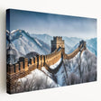 Large art depicting the Great Wall of China in muted earth tones on stretched canvas, ideal for kitchen wall art.