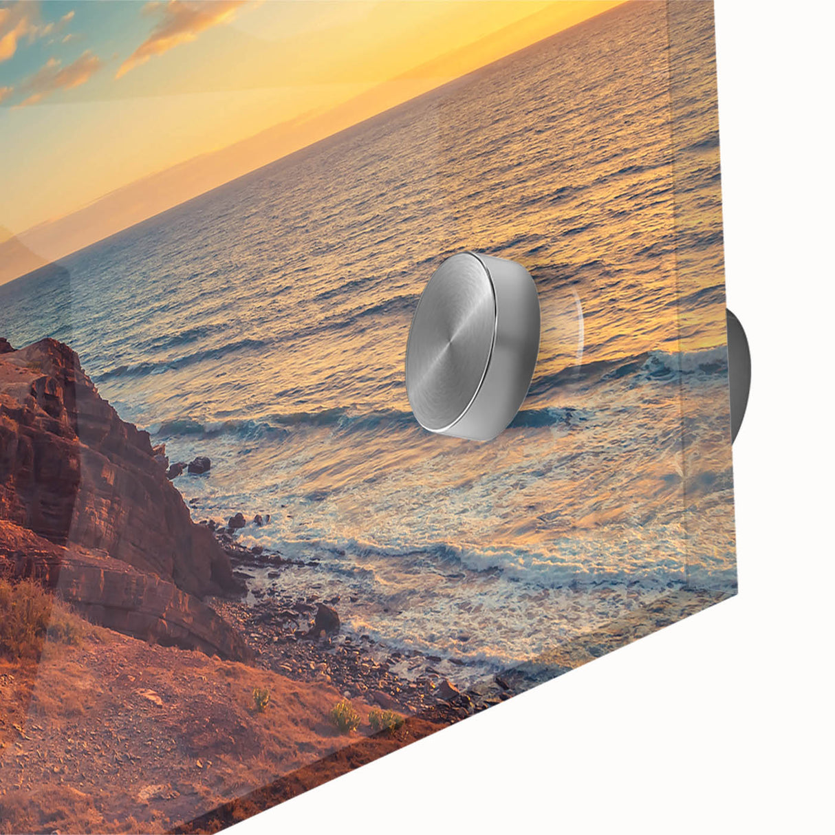 Large abstract wall art depicting Adelaide scenery in mid-century modernist style on acrylic glass.