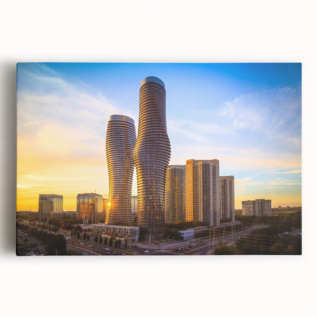 Black and white photograph of Ontario scenery on large stretched canvas, ideal for kitchen wall art.