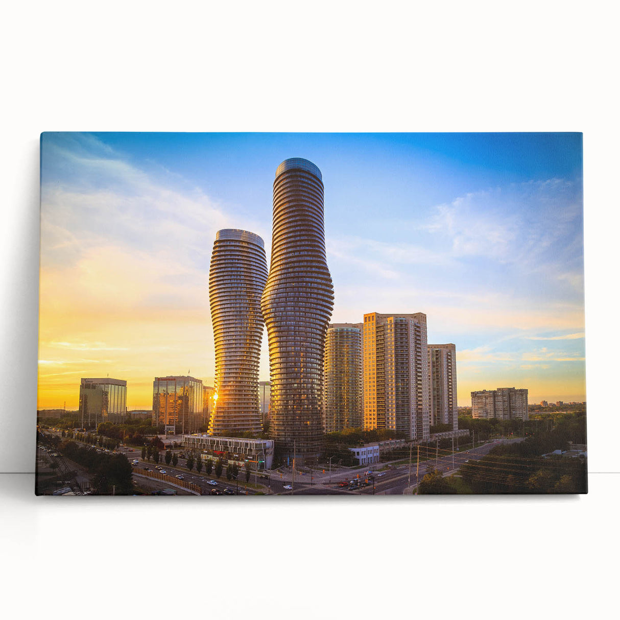 Black and white photo of Ontario scenery on stretched canvas, ideal for kitchen wall art.