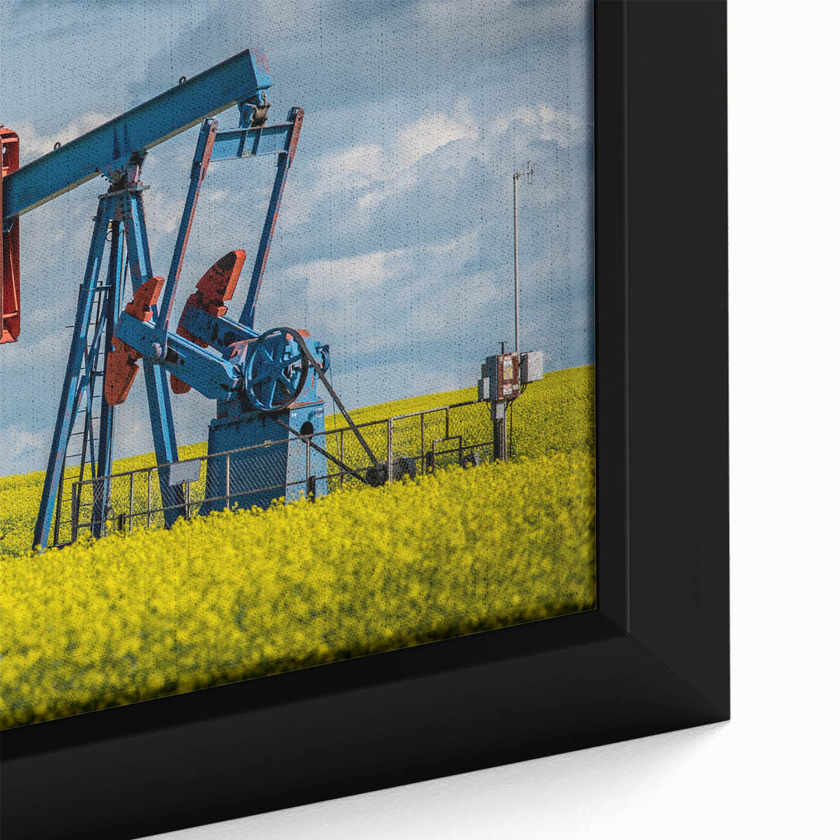 Textured black wall art featuring a vibrant, colorful abstract design on a framed canvas, ideal for living room decor.