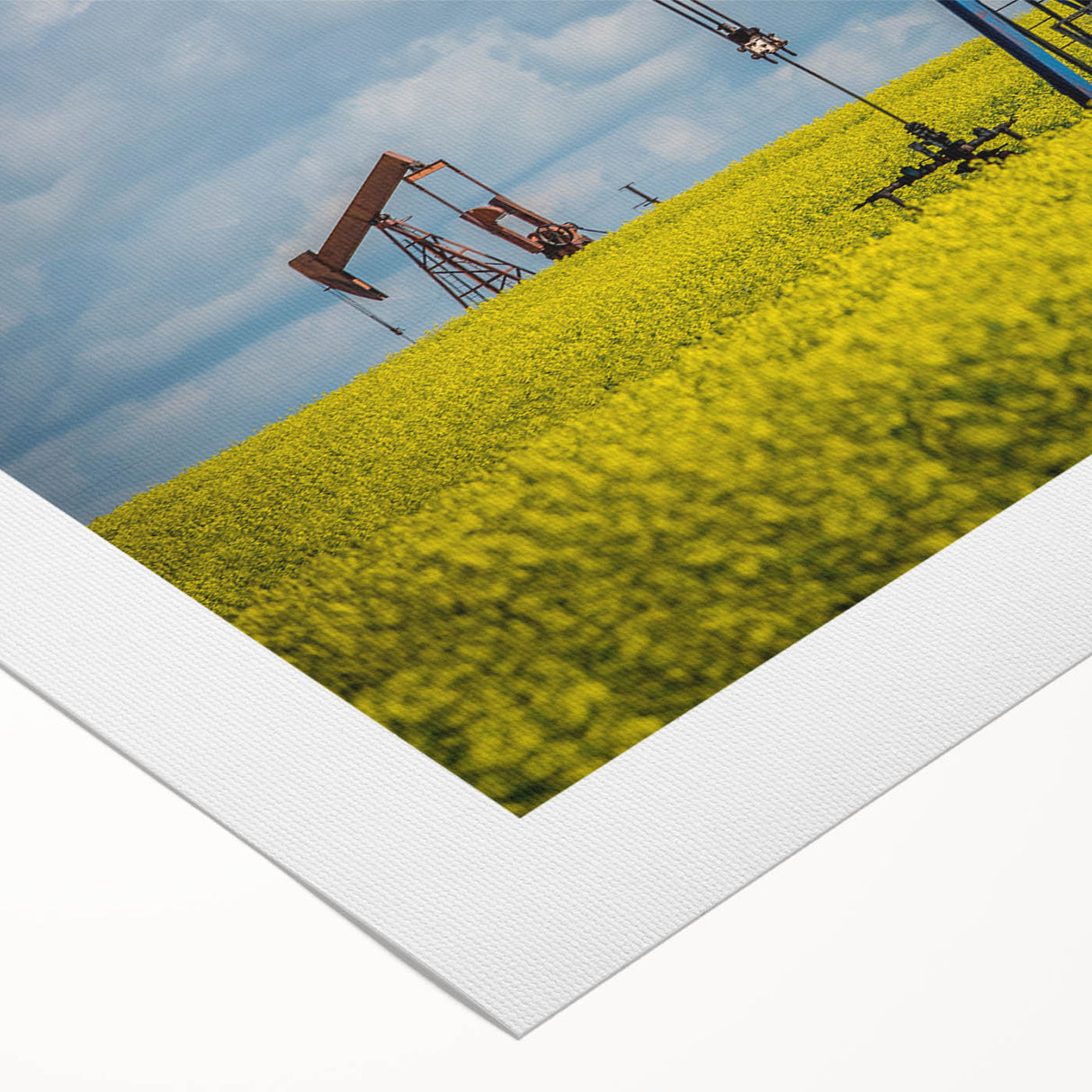 Art deco poster featuring muted earth tones of Saskatchewan scenery on rolled canvas, suitable for dining room decor.