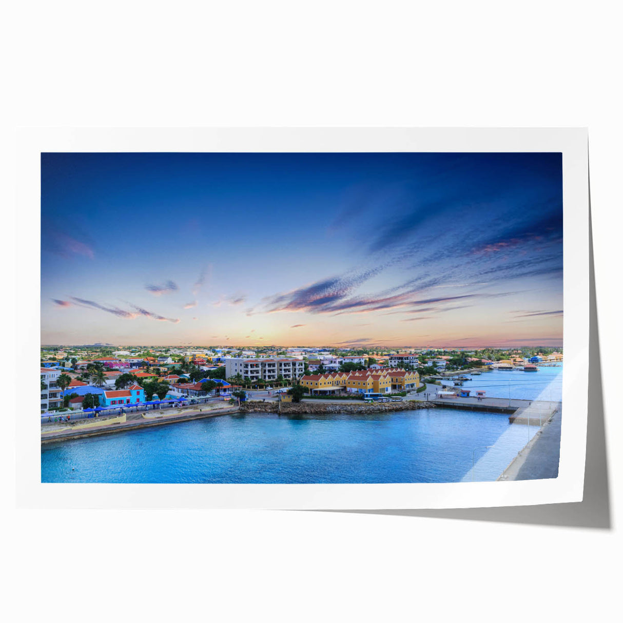Extra large rolled print of Aruba scenery with vibrant ocean and sky hues, ideal for art wall dining room.