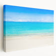 Large art depicting the Cancun coastline on stretched canvas, featuring vivid blue and green tones.
