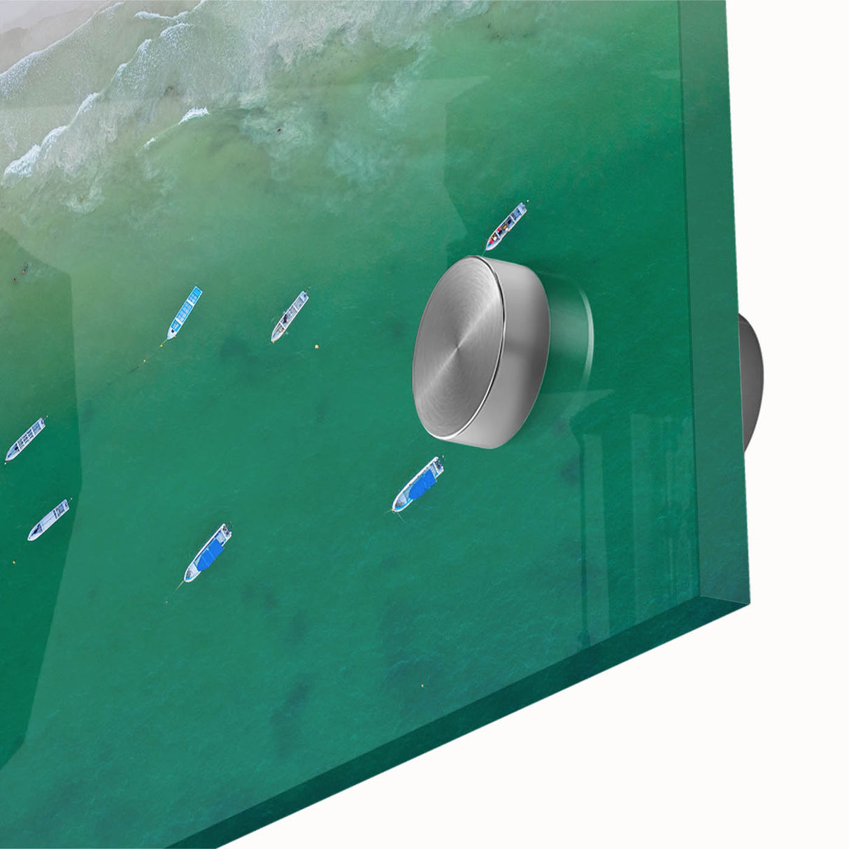 Large abstract wall art featuring a mid-century modernist design of Quintana Roo scenery on acrylic glass.