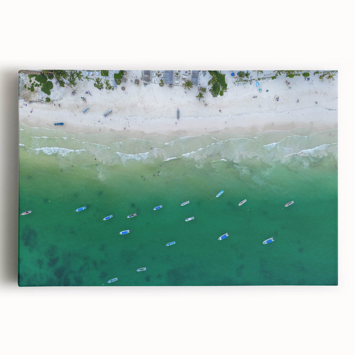 Black and white photo of Quintana Roo scenery on stretched canvas, suitable for kitchen art.