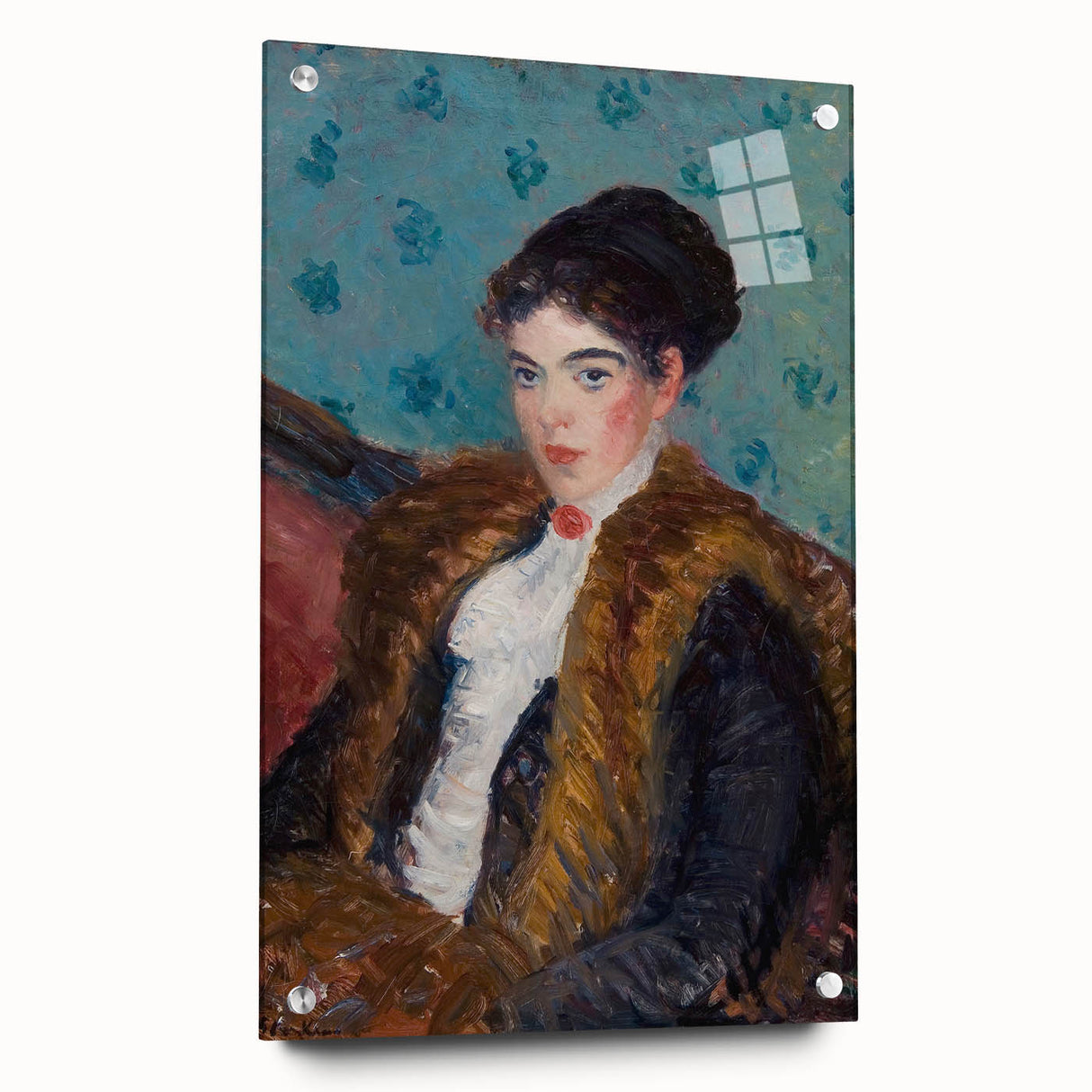 Portrait Wall Art - Girl with Fox Furs by William James Glackens