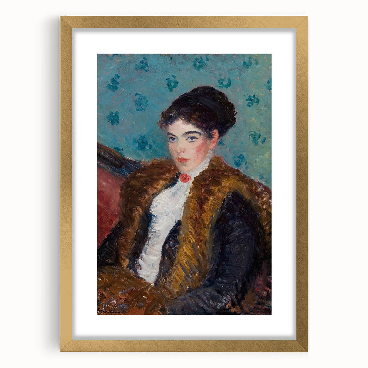 Portrait Wall Art - Girl with Fox Furs by William James Glackens