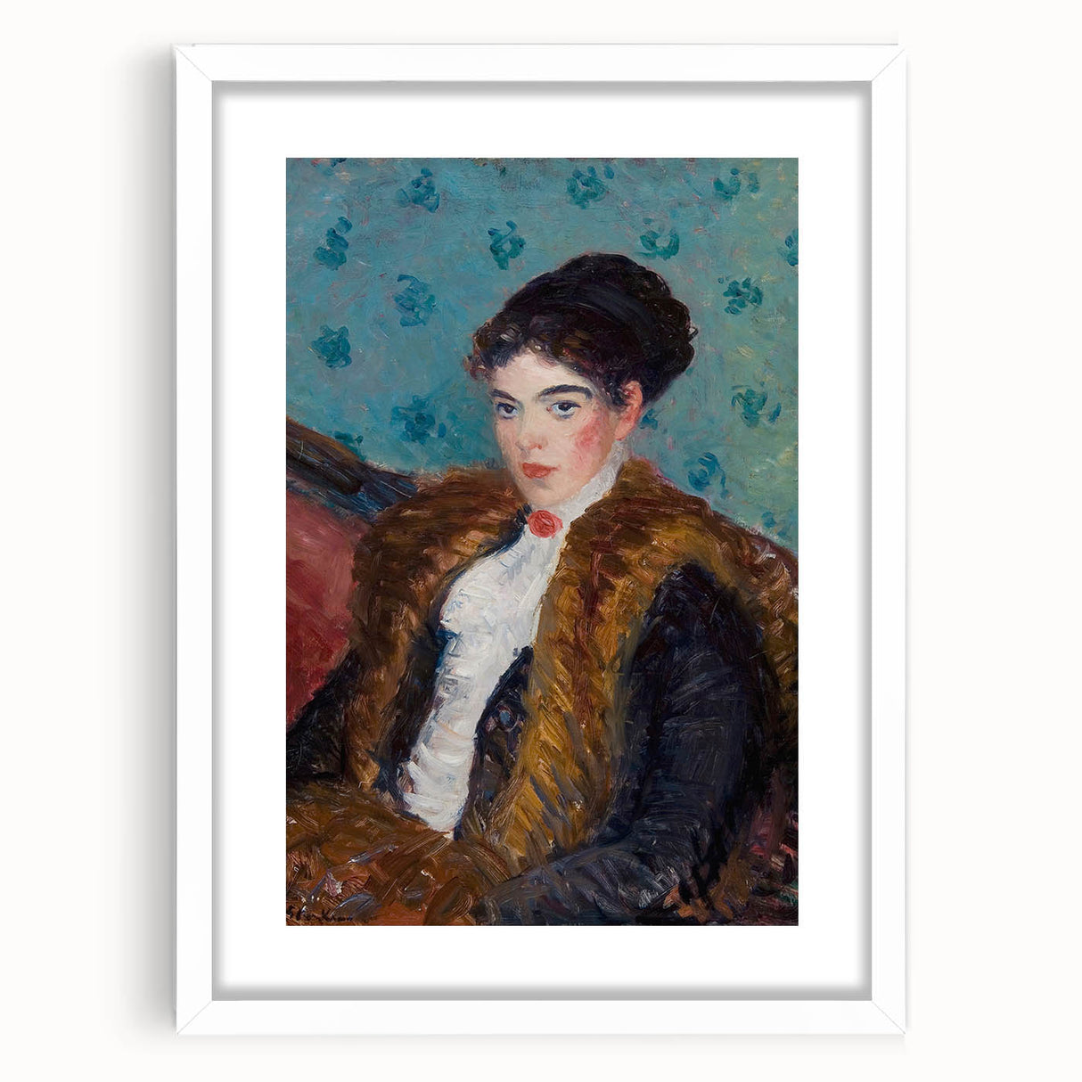 Portrait Wall Art - Girl with Fox Furs by William James Glackens