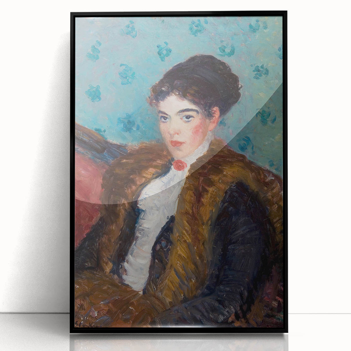 Portrait Wall Art - Girl with Fox Furs by William James Glackens