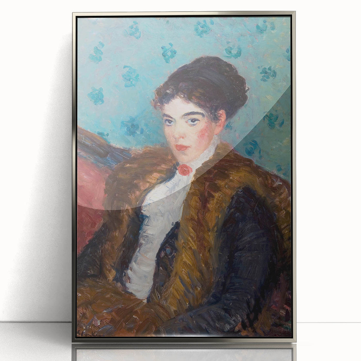 Portrait Wall Art - Girl with Fox Furs by William James Glackens