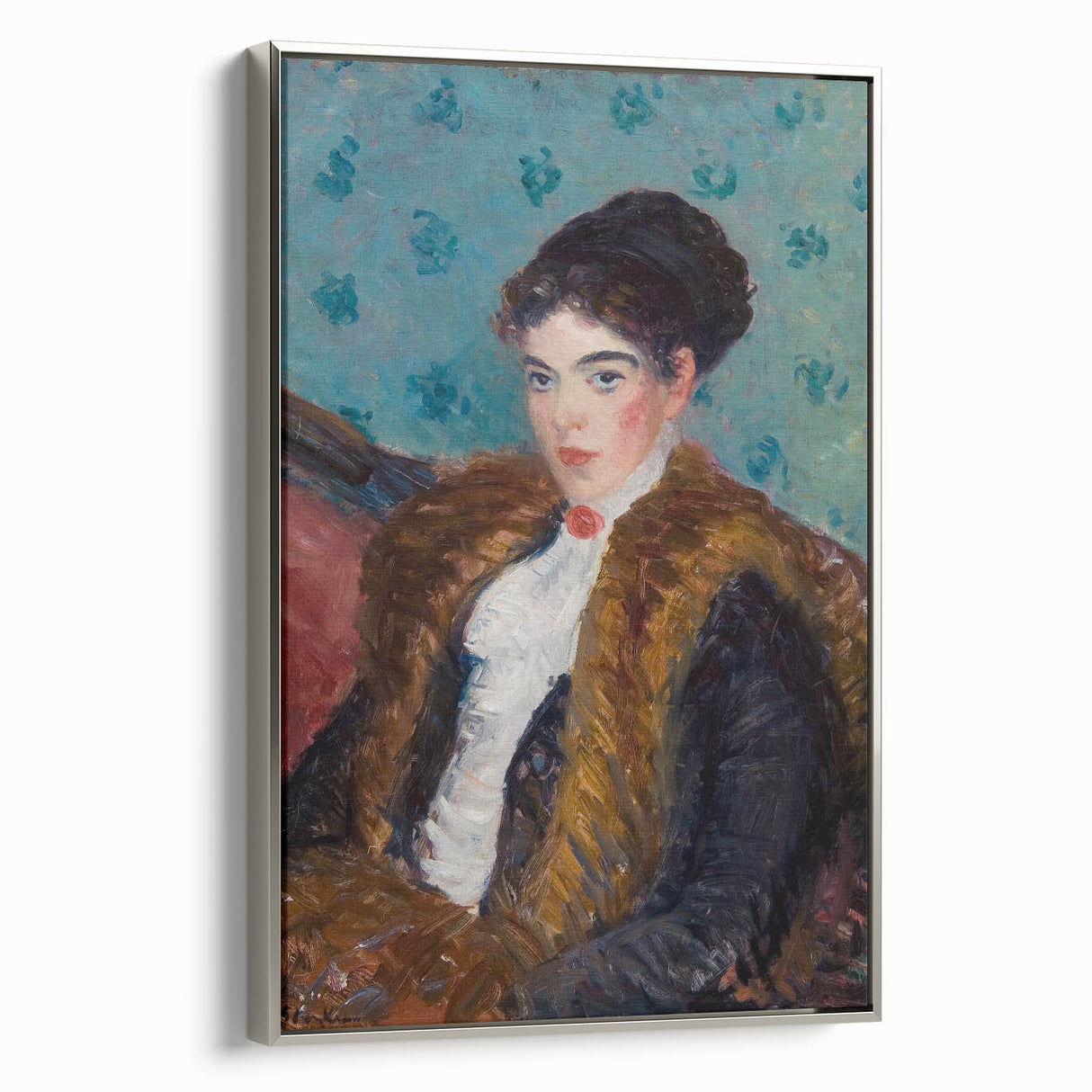 Portrait Wall Art - Girl with Fox Furs by William James Glackens
