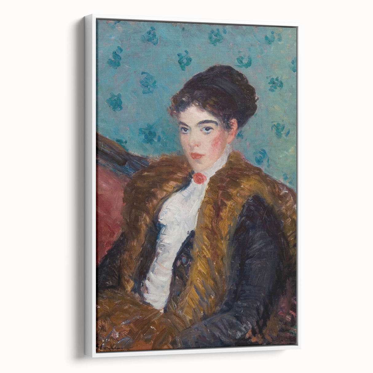 Portrait Wall Art - Girl with Fox Furs by William James Glackens