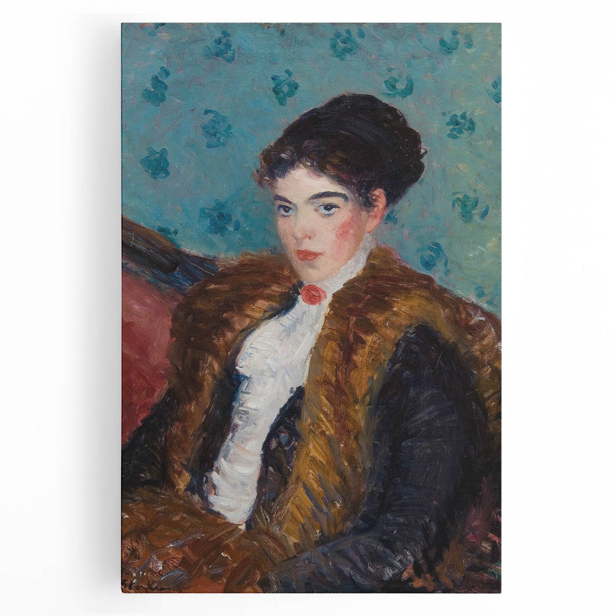Portrait Wall Art - Girl with Fox Furs by William James Glackens