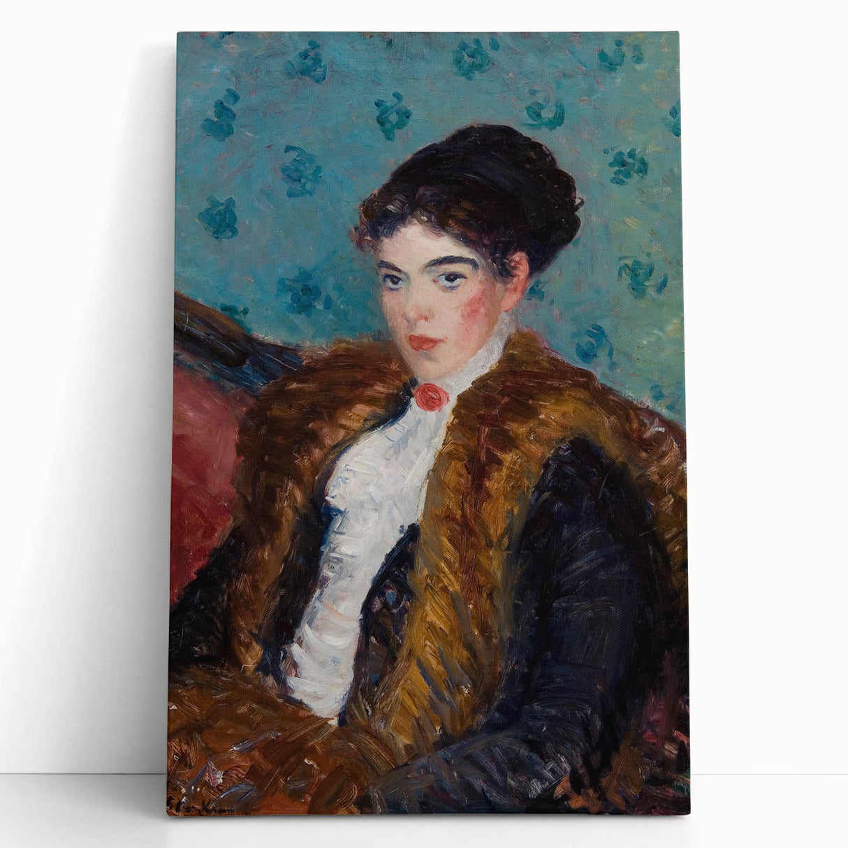 Portrait Wall Art - Girl with Fox Furs by William James Glackens