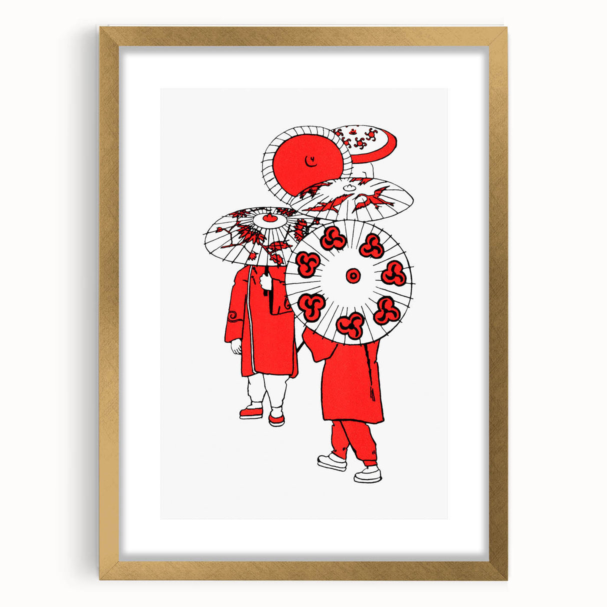 Modern Wall Art – Vibrant Oriental Umbrellas Illustration