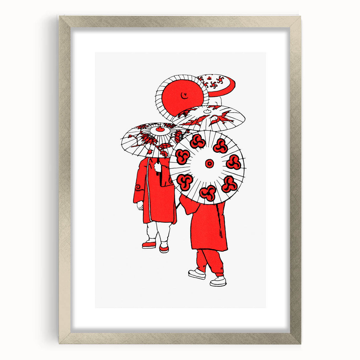 Modern Wall Art – Vibrant Oriental Umbrellas Illustration