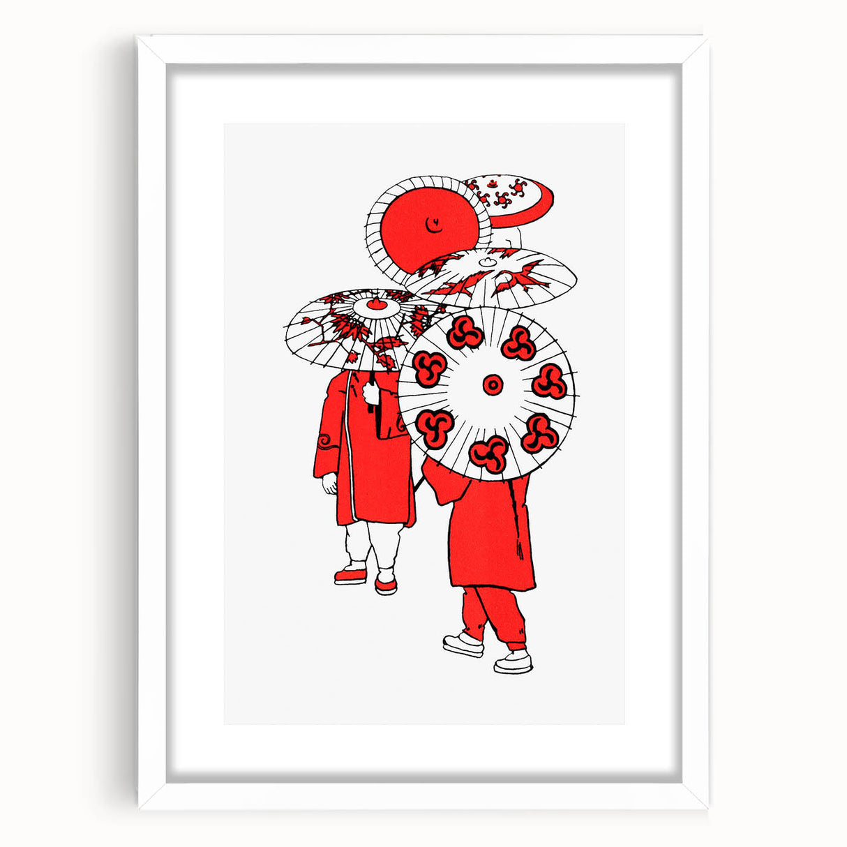 Modern Wall Art – Vibrant Oriental Umbrellas Illustration