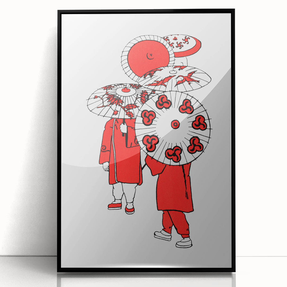 Modern Wall Art – Vibrant Oriental Umbrellas Illustration