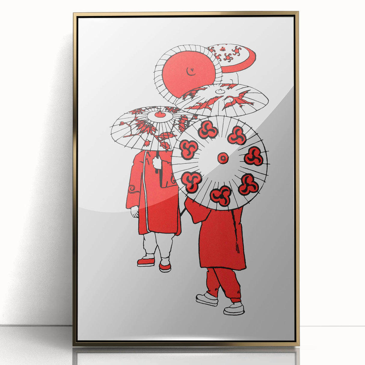 Modern Wall Art – Vibrant Oriental Umbrellas Illustration