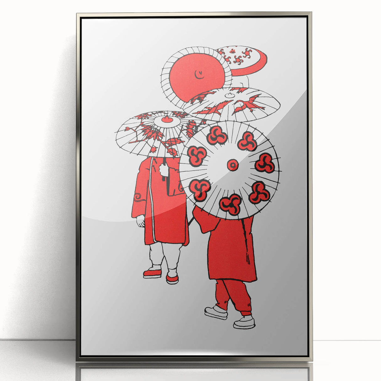 Modern Wall Art – Vibrant Oriental Umbrellas Illustration