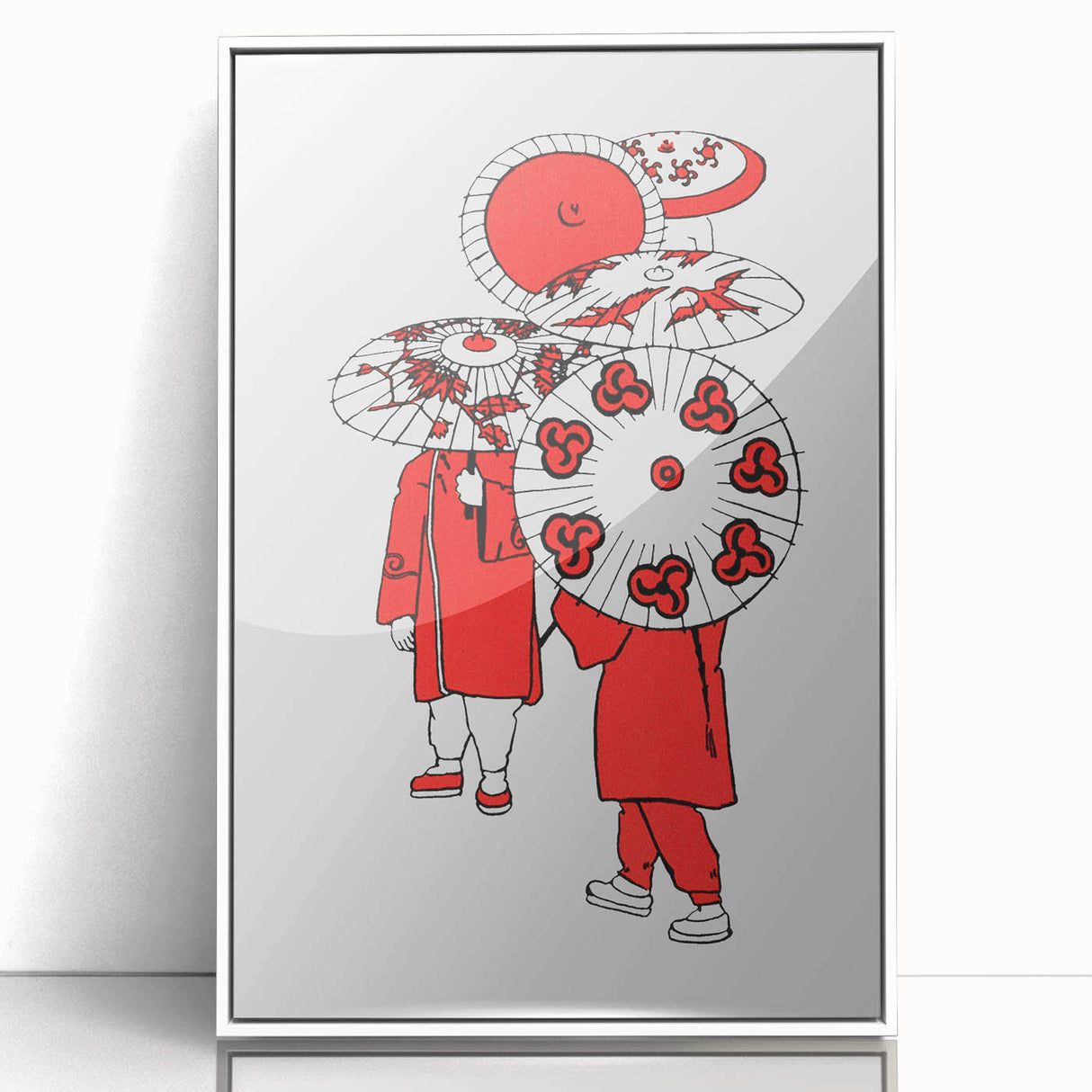 Modern Wall Art – Vibrant Oriental Umbrellas Illustration