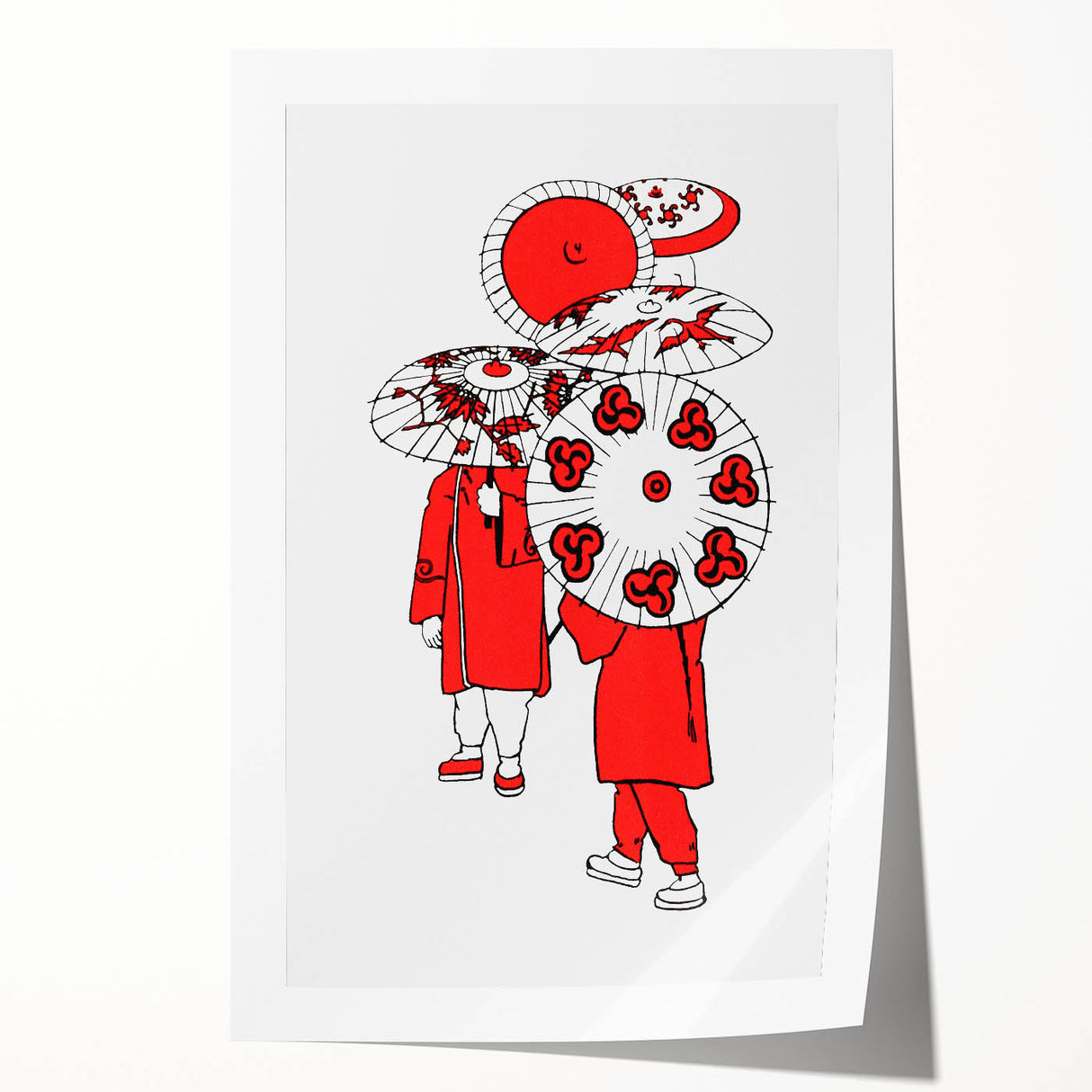 Modern Wall Art – Vibrant Oriental Umbrellas Illustration