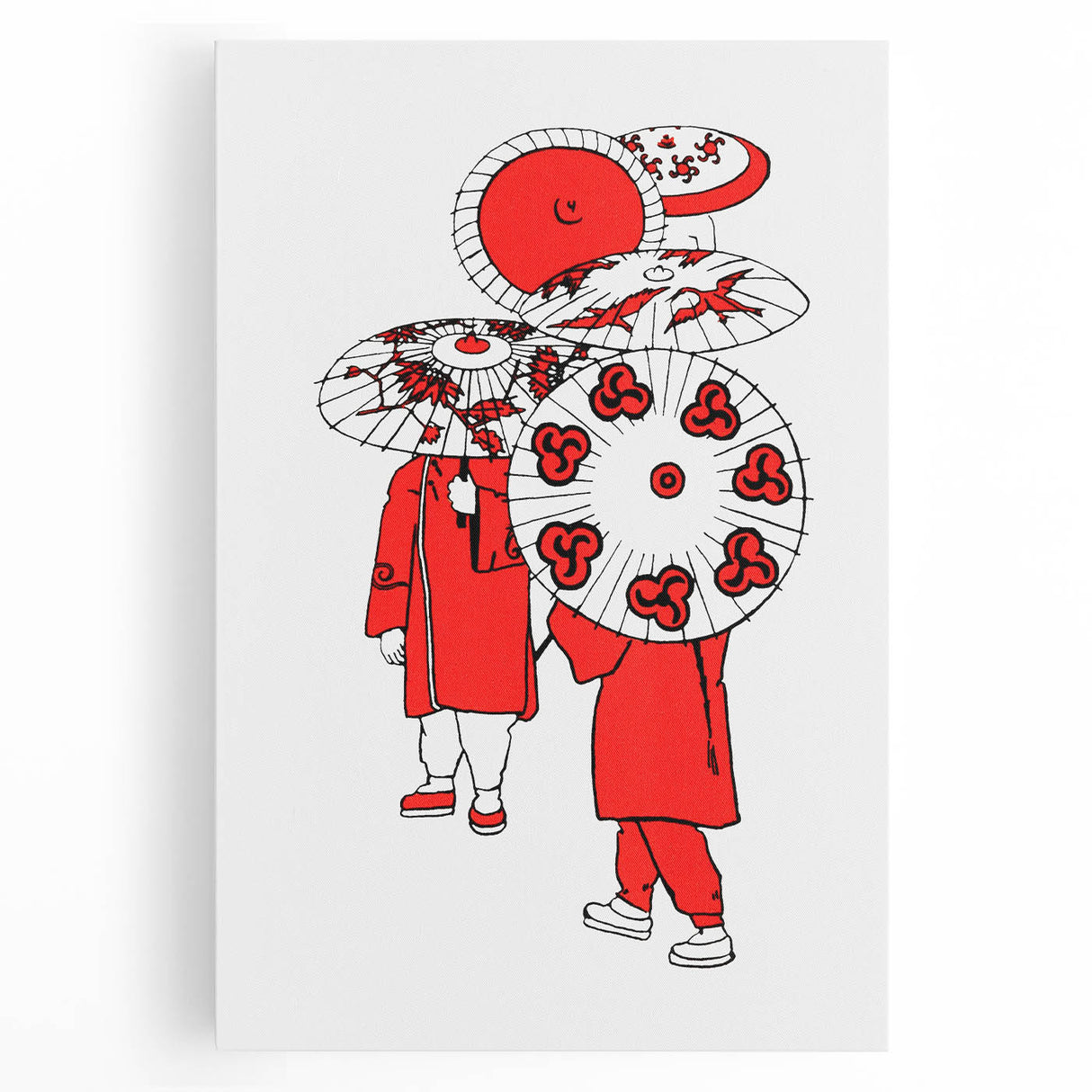 Modern Wall Art – Vibrant Oriental Umbrellas Illustration