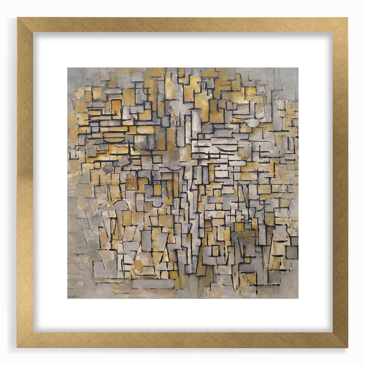 Modern Wall Art – Abstract Composition in Gold and Gray