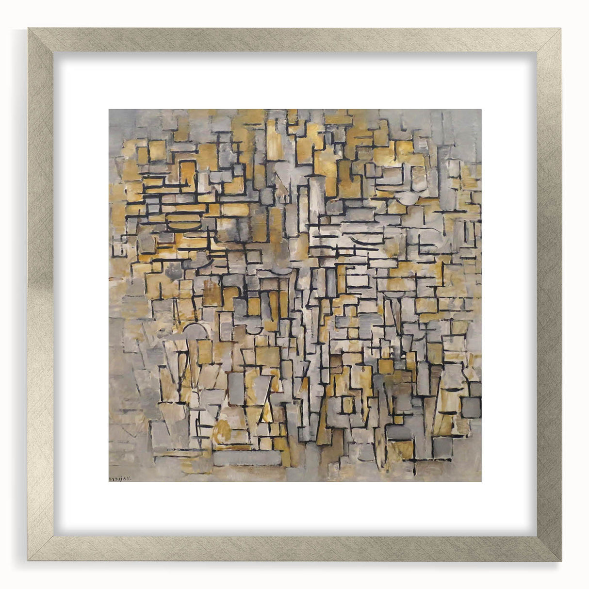 Modern Wall Art – Abstract Composition in Gold and Gray