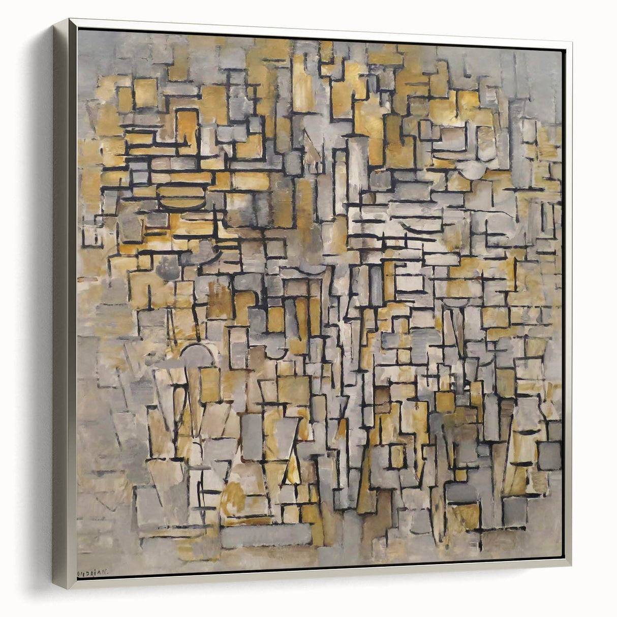 Modern Wall Art – Abstract Composition in Gold and Gray
